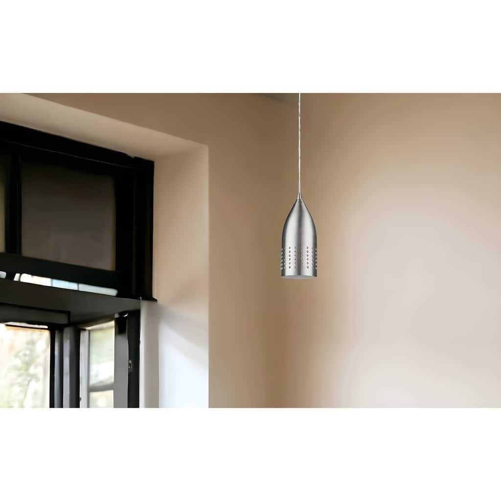 HomeRoots Silver Hanging Light with Glass Studs - 4.5' X '11' X '4.5