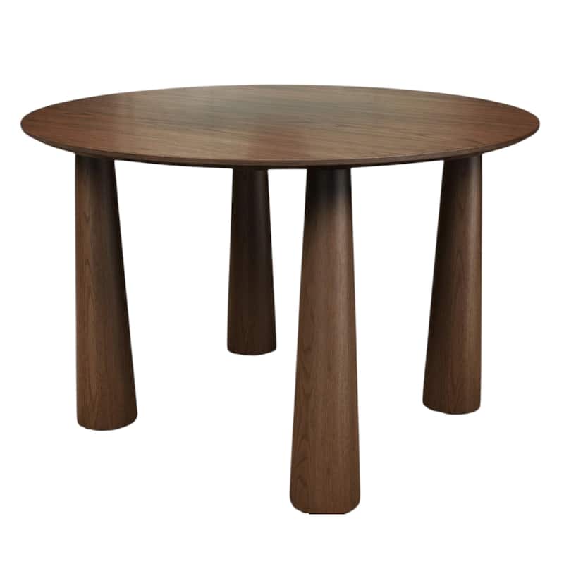 HomeRoots 52" Walnut Solid Wood Round Top Dining Table - 52.00 in. x 30.00 in. x 52.00 in.