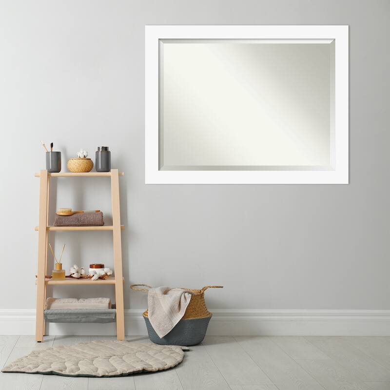 Basic Beveled Wood Framed Bathroom Vanity Wall Mirror