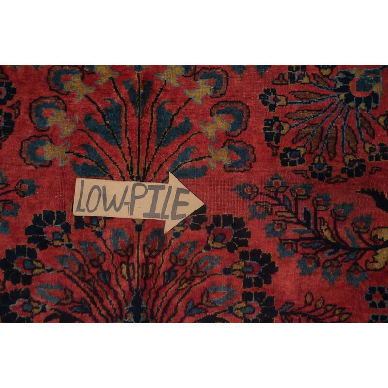 Hand Knotted Oriental 100% Wool Carpet Traditional Floral Pink Sarouk Area Rug - 13' 3'' X 10' 3''