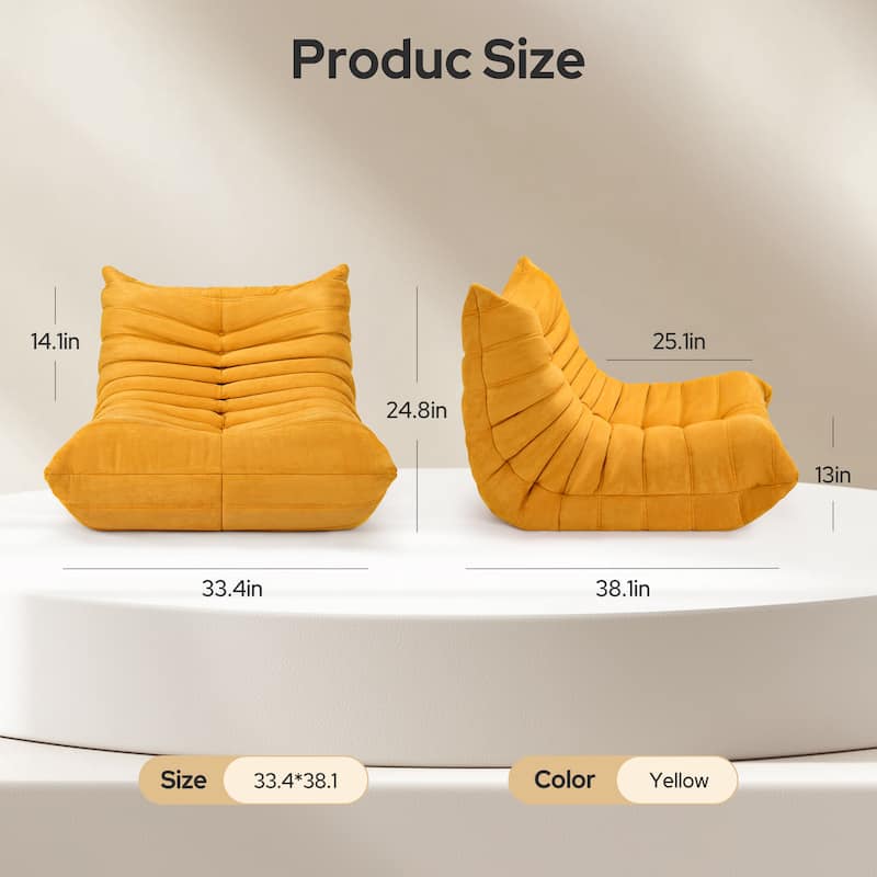 Armless Bean Bag Chair ,Upgraded Foam Support, Soft Upholstered Lounge Seating