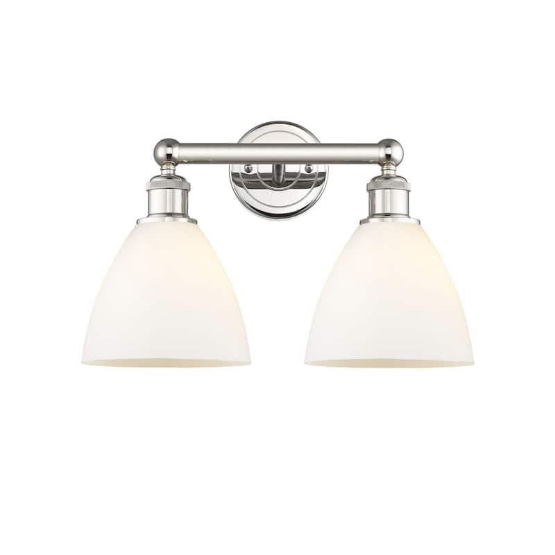 Innovations Lighting 616-2W-12-17 Bristol Vanity Bristol Glass 2 Light - Polished Nickel / Matte White
