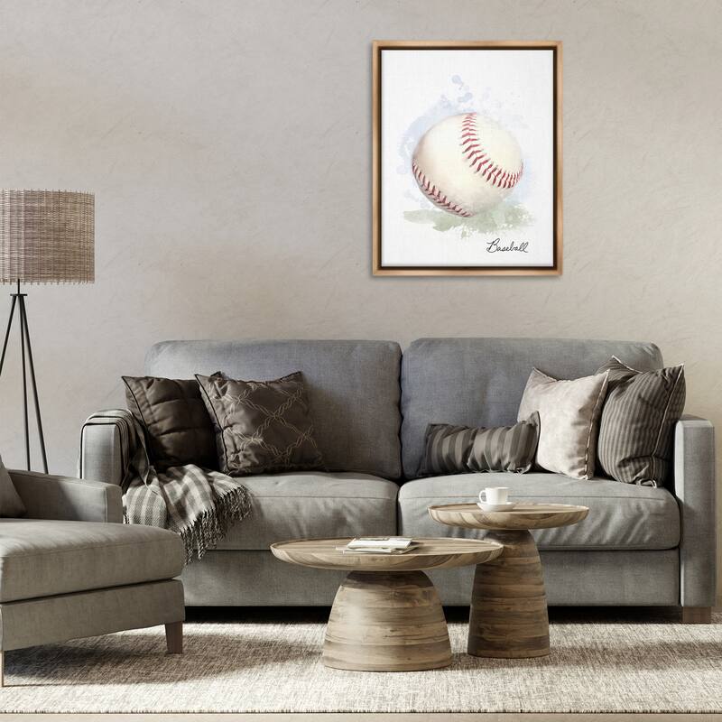 Stupell Soft Pastel Baseball Framed Floater Canvas Wall Art Design By Matthew Piotrowicz