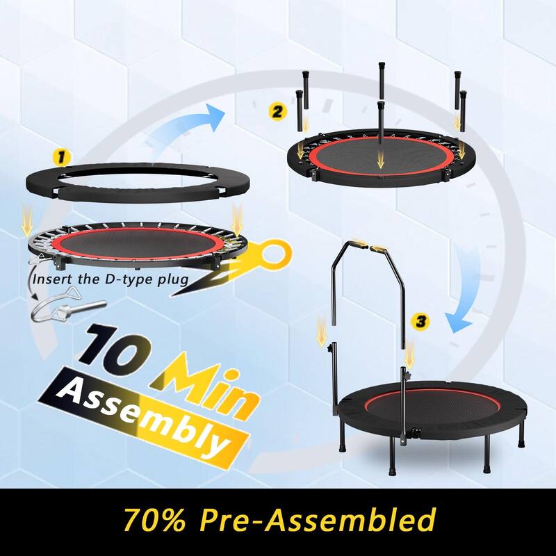 40inch Foldable Trampoline With Handle-Standard-Spring-Black