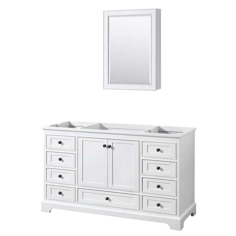 Deborah 60-inch Single Bathroom Vanity, Medicine Cabinet - White, Black Trim, No Top