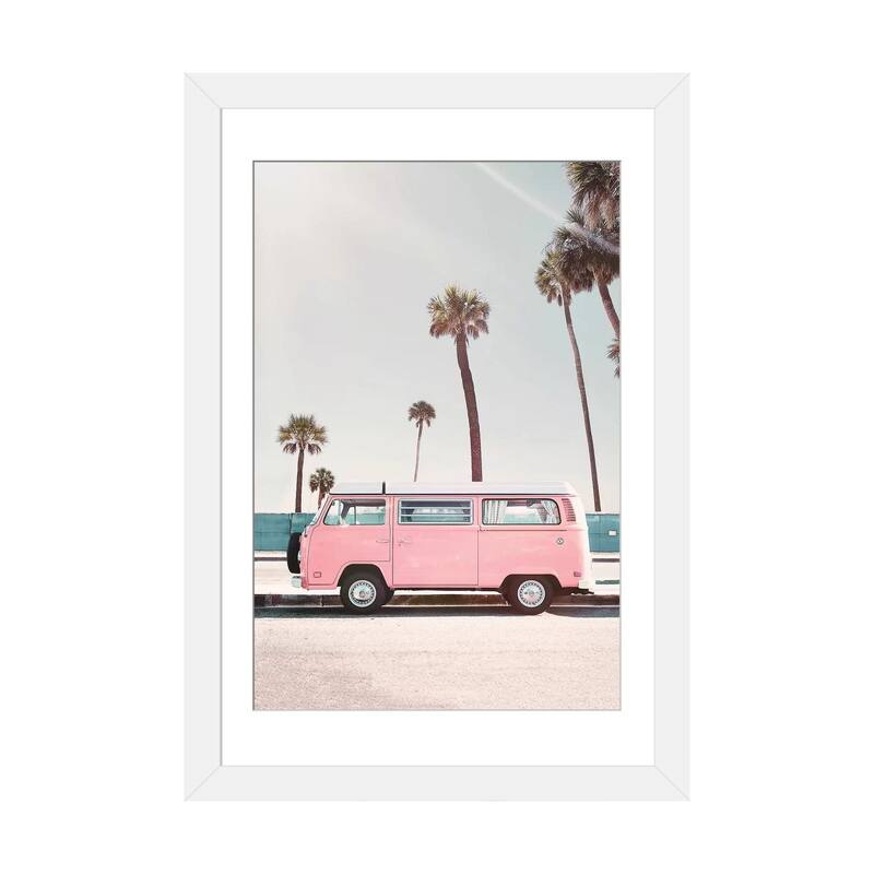 iCanvas "Pink Van" by Sisi & Seb PFA - White - 24x16x1