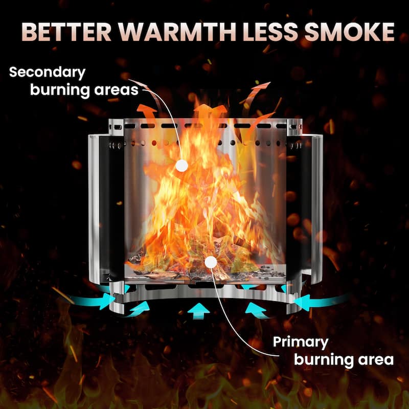19inch Outdoor Smokeless Fire Pit, Portable Wood Burning Fire Pit for Patio, Backyard