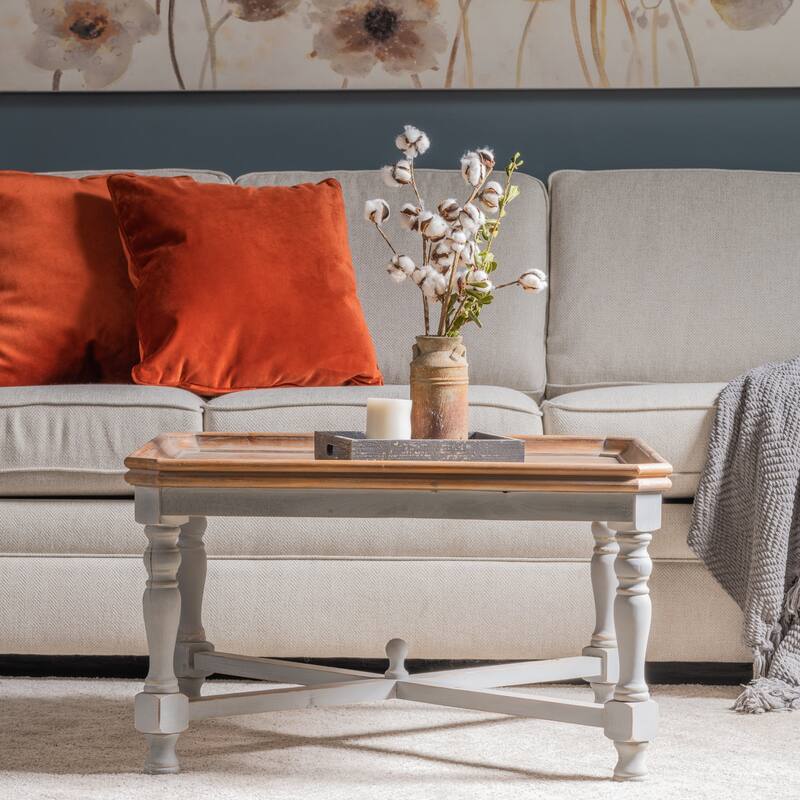 Alyson 33" Square Gray Wooden Coffee Table - 33" Sq x 19.5"H