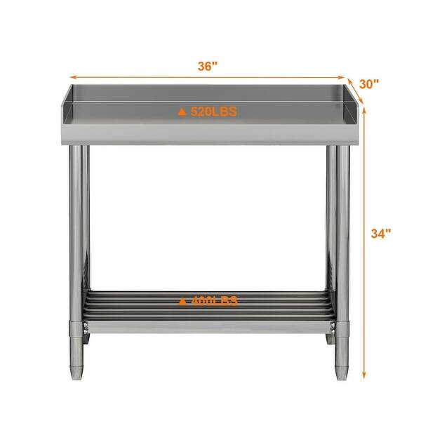 Stainless Steel Table with Backsplash, 30 x 36 Inches Heavy Duty Table ...