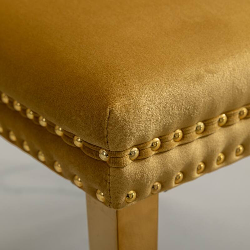 Velvet Dining Chairs Set of 2, Tufted Upholstered Dining Room Chairs, Kitchen Chair with Back Ring Pull & Nailhead Trim