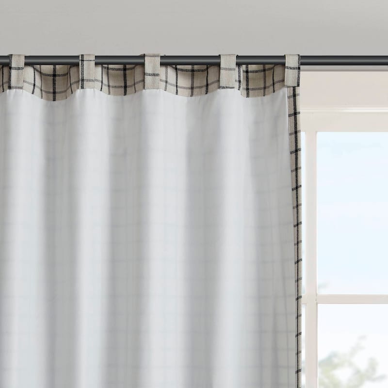 Madison Park Anaheim Plaid Rod Pocket and Back Tab Single Curtain Panel with Fleece Lining