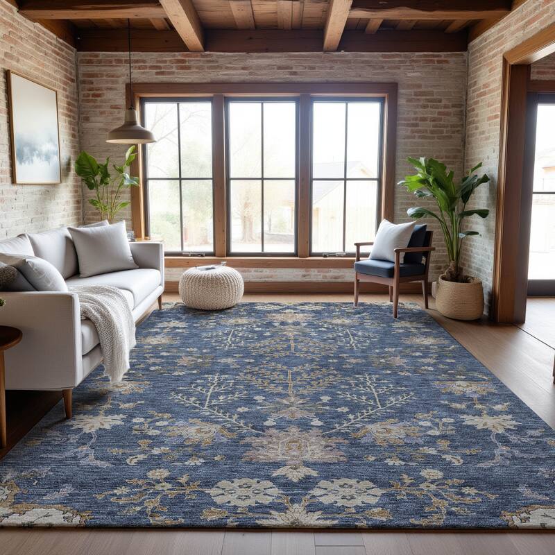 Premium Washable Super Soft Traditional Ozark Mayfield Rug - Blue - 2'6" x 3'10"