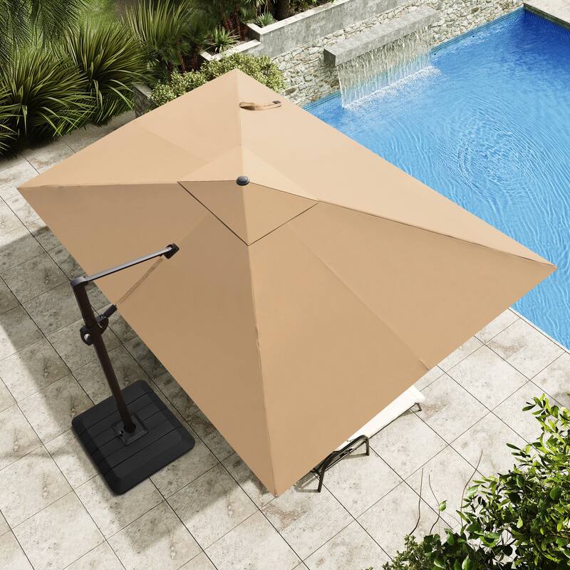 9 FT x 11.5 FT Outdoor Patio Cantilever-Offset Umbrella with 4-Piece Fillable Weighted Base