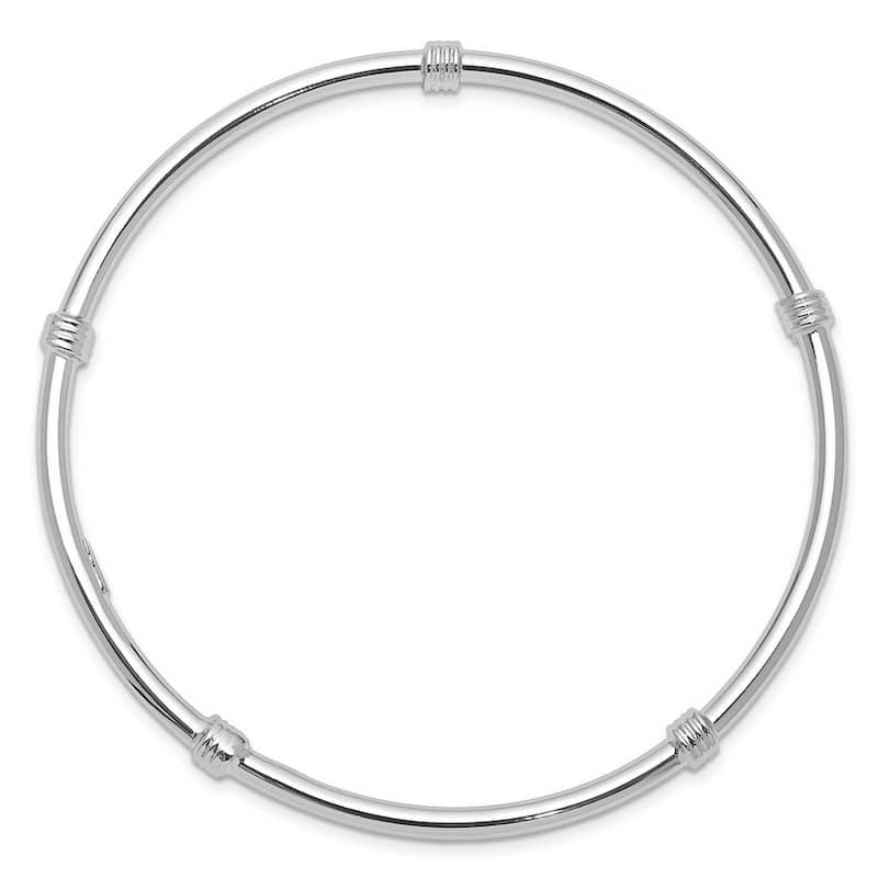 Curata 925 Sterling Silver 7" 4.25mm Polished Ribbed Slip On Bangle Bracelet