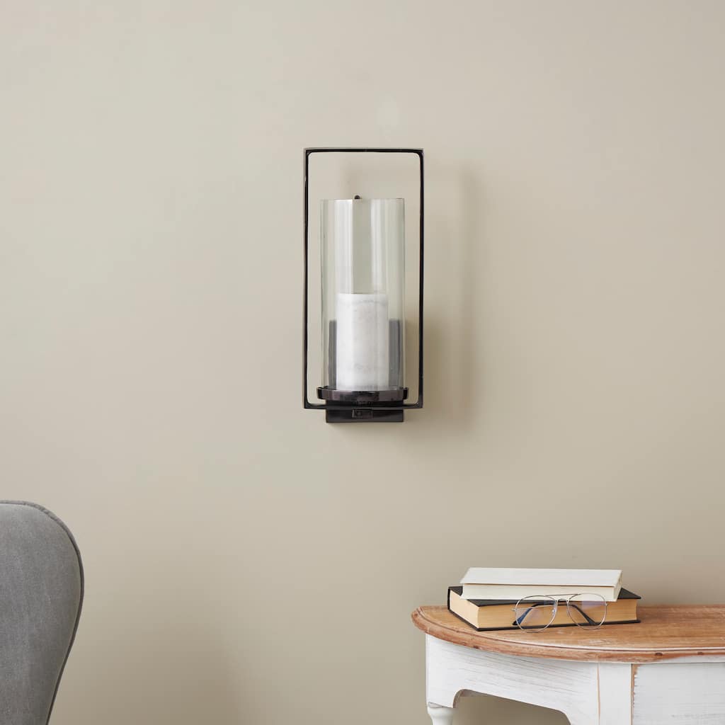 Black Metal Minimalistic Rectangular Geometric Wall Sconce