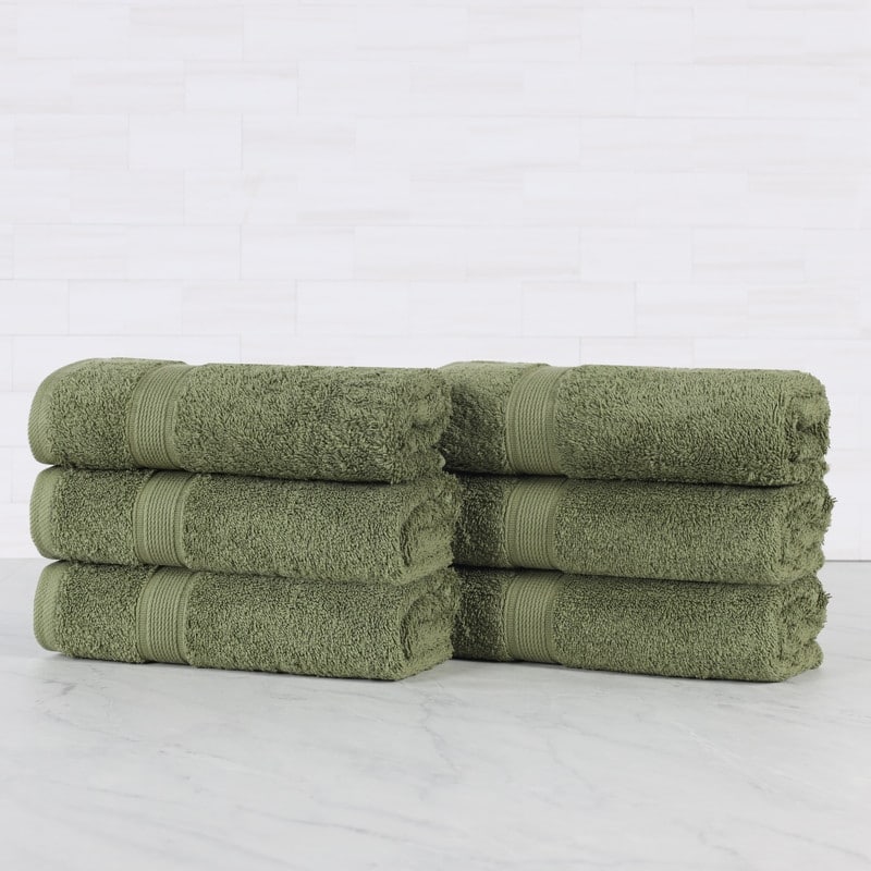 Superior Oregon Organic Cotton Solid Hand Towel, Set of 6 - Forest Green