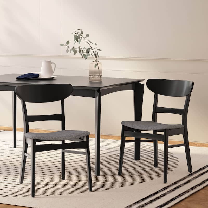 Idalia Mid-Century Modern Dining Chairs (Set of 2) by Christopher Knight Home - N/A - Dark Gray/ Matte Black