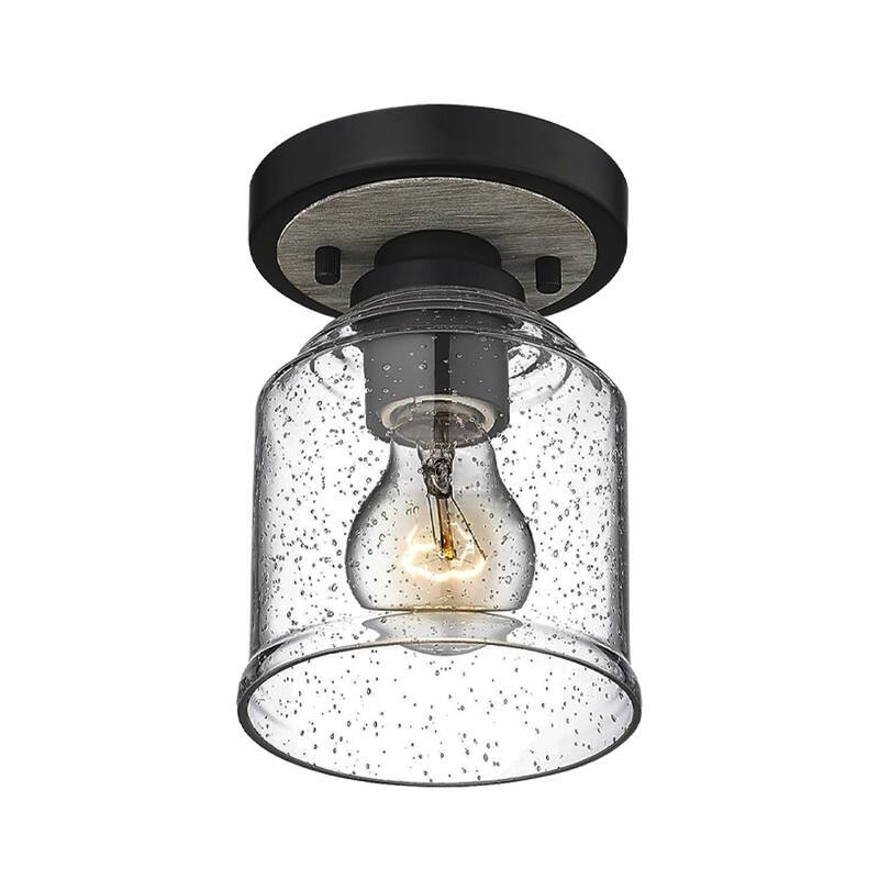 2 Pack light fixture light wood, black ceiling lighting glass, metal bedroom light - N/A