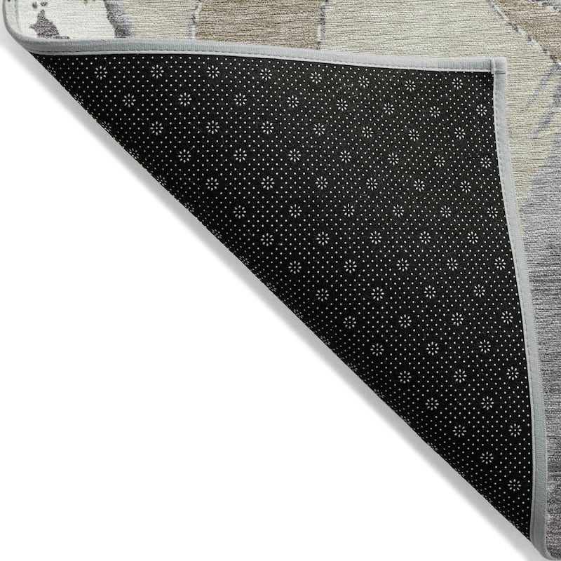 Machine Washable Indoor/ Outdoor Abstract Contemporary Chantille Rug