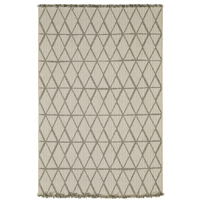 Style Haven Grayton Diamond Lattice Beige/ Black Indoor-Outdoor Fringe Edge Rug