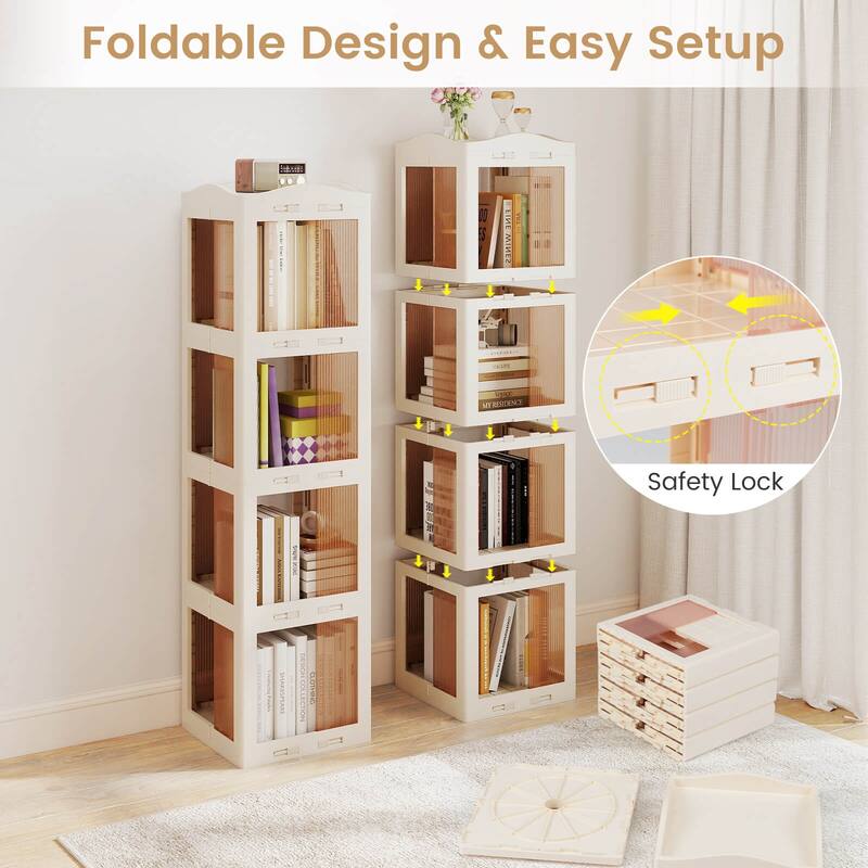 Costway 360° Spinning Bookcase with Swivel Base, 4-Tier Revolving - See Details