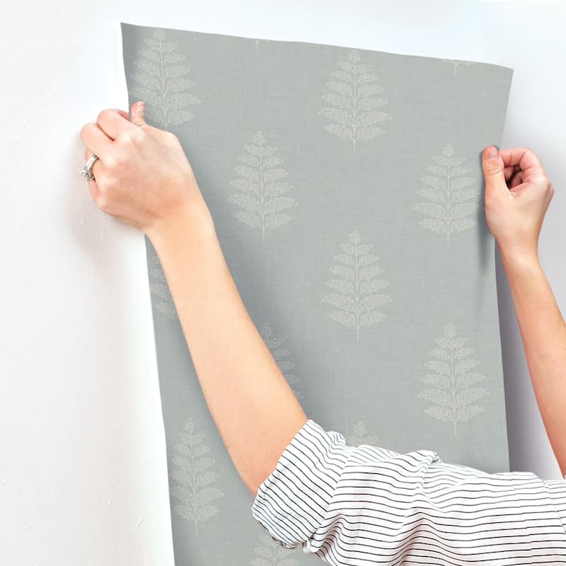 Chesapeake Frond Light Blue Leaf Wallpaper
