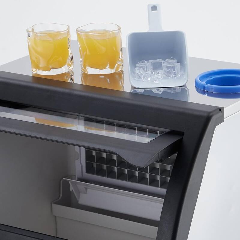 Commercial Ice Maker Machine, 200LB/24H Output, 55 lbs Storage Basket