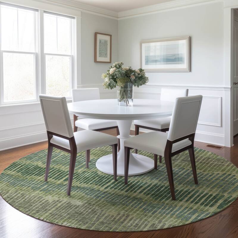 Machine Washable Indoor/ Outdoor Chantille Stripe Abstract Rug