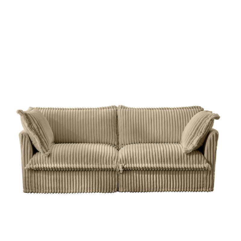 Modern 2 Seater Upholstered Sofa with 2 Pillows - Camel