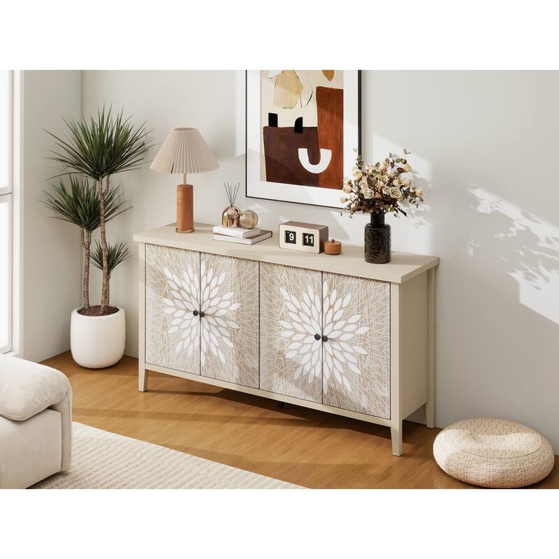 Wood Grain Storage Cabinet with Adjustable Shelves