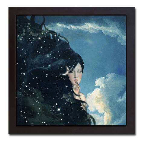 Lady Night by Paula Belle Flores Black Floater Framed Canvas Art (26 in x 26 in)