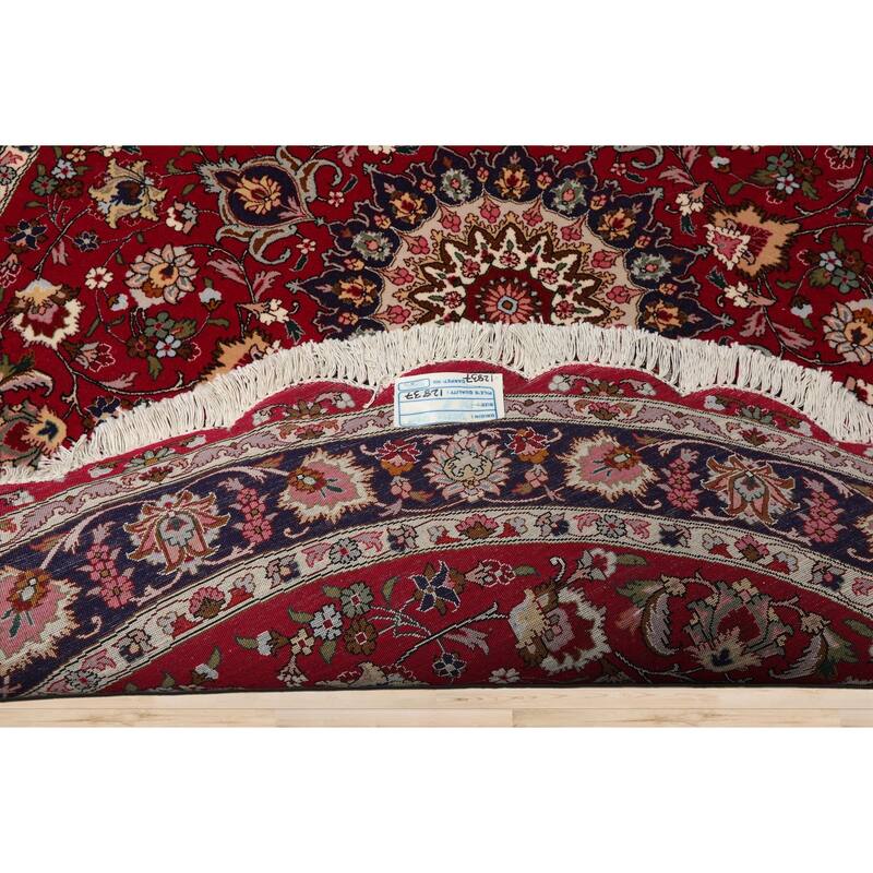 5'0''x5'0" Burgundy TTabrizz Round Rug 250 KPSI Hand Knotted Wool Medallion Motif - 5' x 5' -Round