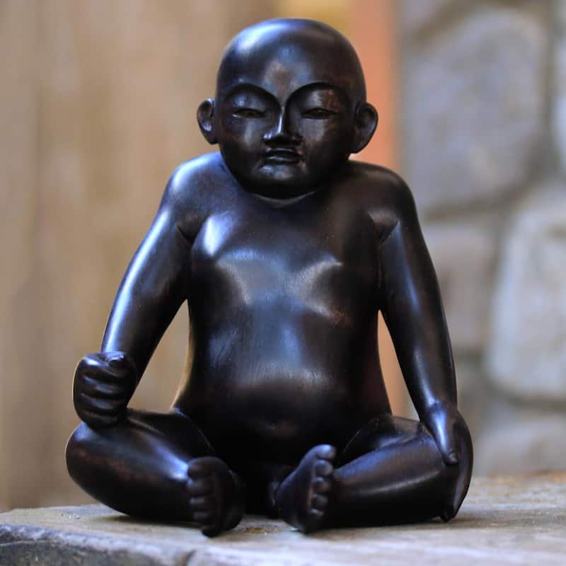 Novica Handmade Sakah Baby Wood Sculpture