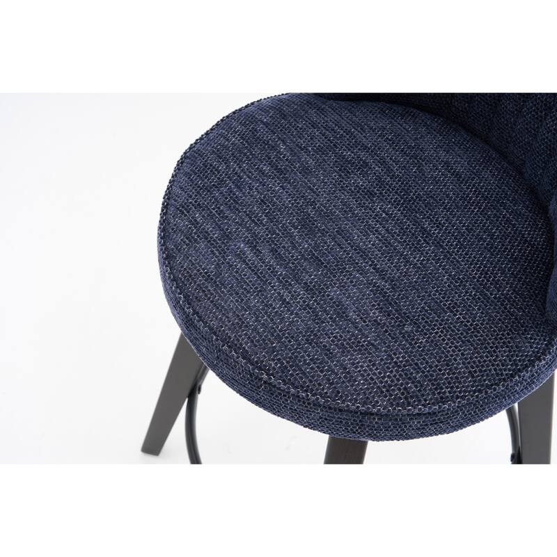 Wing Back Swivel Bar Stools Set Of 2 - 25" Counter Height Adjustable Stools With Solid Wood Legs & Chenille Upholstery