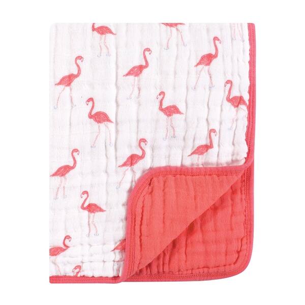 slide 1 of 1, Yoga Sprout Baby Girl Cotton Muslin Tranquility Quilt Blanket, Flamingo, One Size - Flamingo - One Size One Size - Flamingo