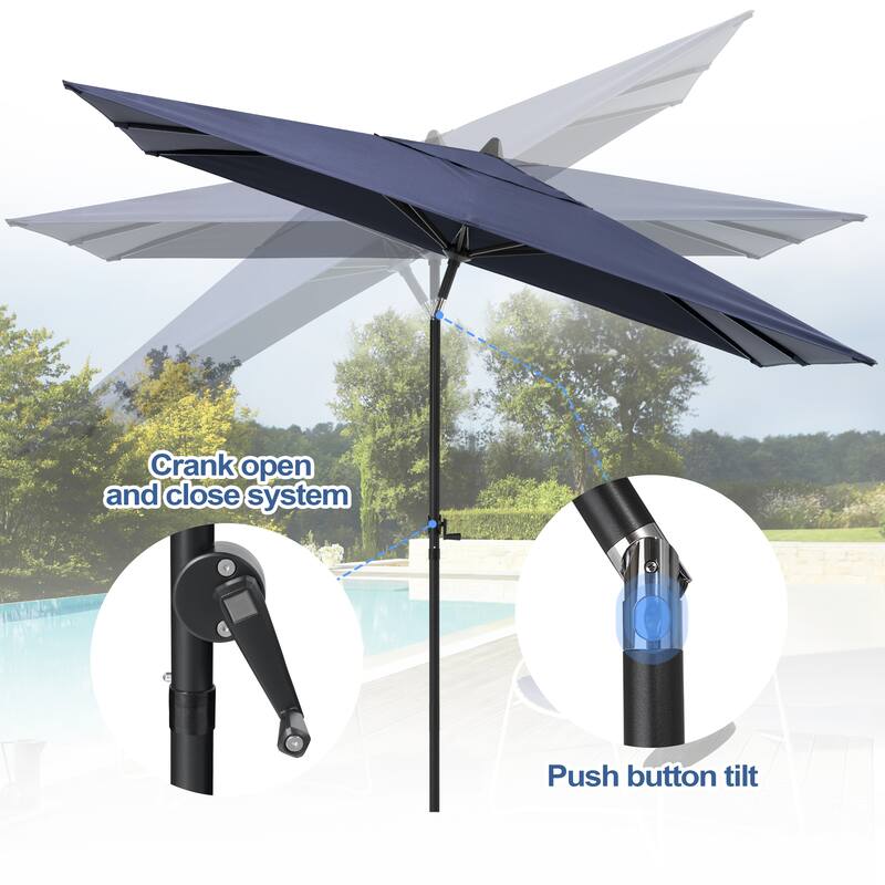 Pellebant Outdoor 9 x 5 FT Patio Market Umbrella Rectangular with Wheels Base