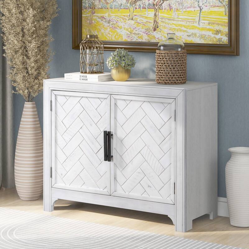 40"Modern Cabinets with Unique Design Doors with 1 Adjustable Shelves,Suitable for Multiple Rooms