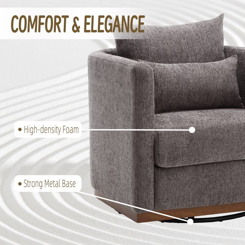 GDFStudio - Harper Chenille Swivel Barrel Chair with Sturdy Metal Base and Ergonomic Design