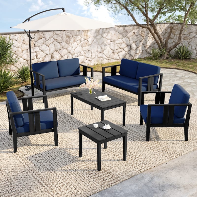 Teak Wood 6-Piece Outdoor Conversation Set with Table
