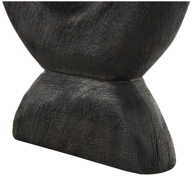 Black Mango Wood Cutout Oval Abstract Decorative Sculpture (Set of 2)