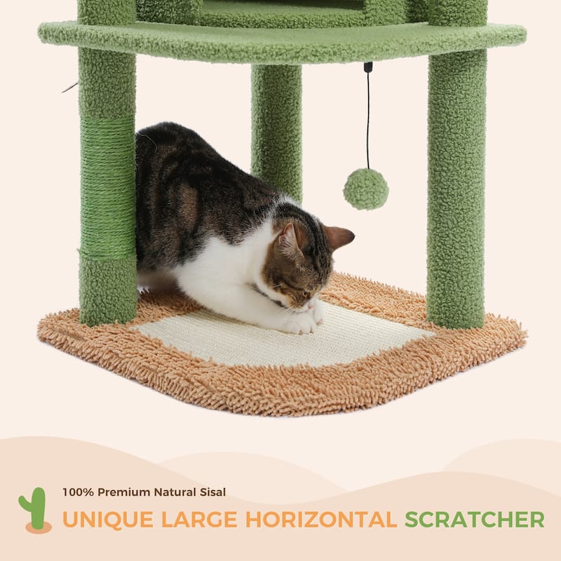 42" Multi-Level Cat Tree Tower with Cozy Condo, Sisal Covered Scratching Posts, Pads and Replaceable Balls and Perch