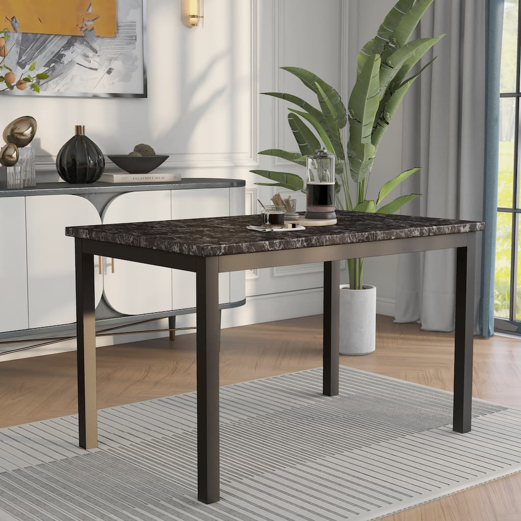 Furniture of America Rath Traditional Black 48-inch Faux Marble Dining Table