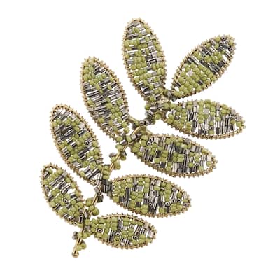 Beaded Napkin Rings With Leaf Design (Set of 4)