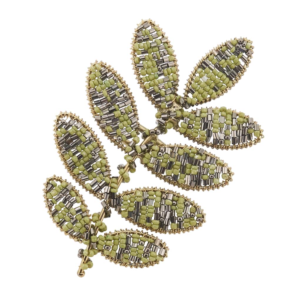 Beaded Napkin Rings With Leaf Design (Set of 4)