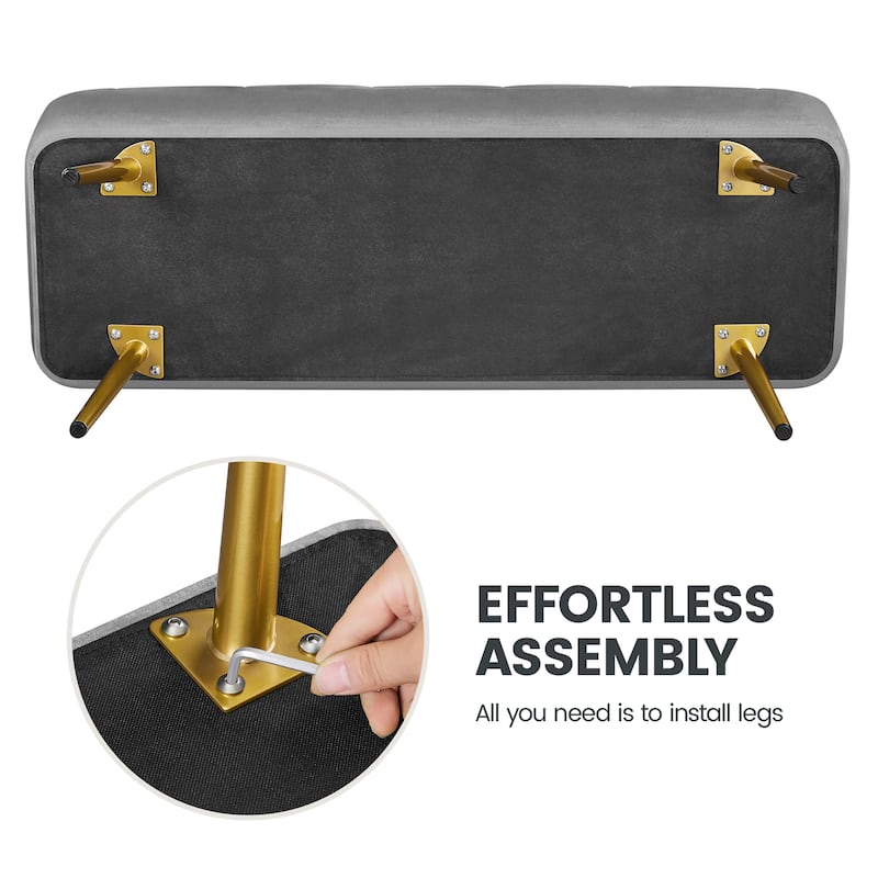 Yaheetech Modern Upholstered Ottoman Footstool Bench with Storage - 42.7"×14.6"×19"