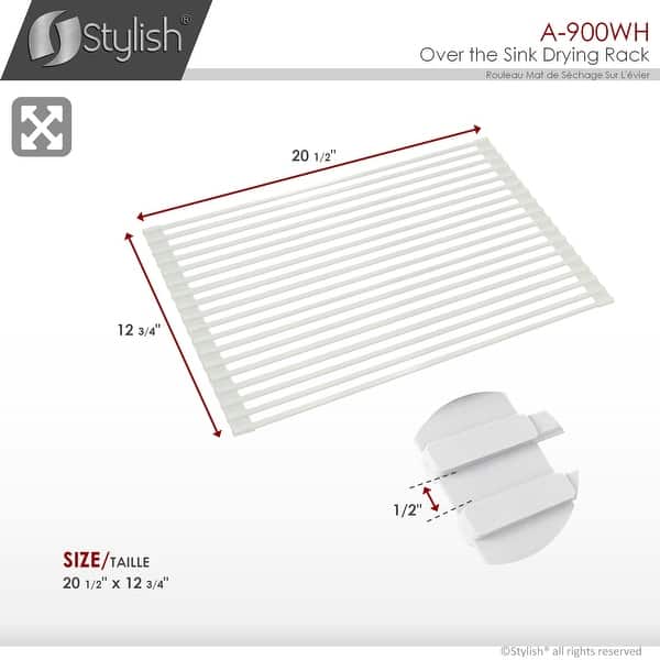 dimension image slide 1 of 2, STYLISH Multipurpose Over Sink Roll-Up Dish Drying Rack