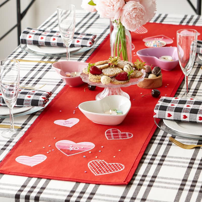 Hearts Embellished Table Runner 14x54 - Table Runner, 14x54"