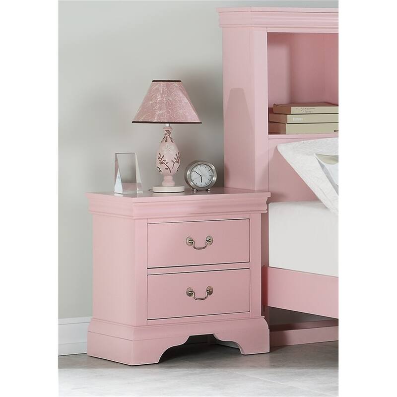 Wooden Nightstand with Two Drawers