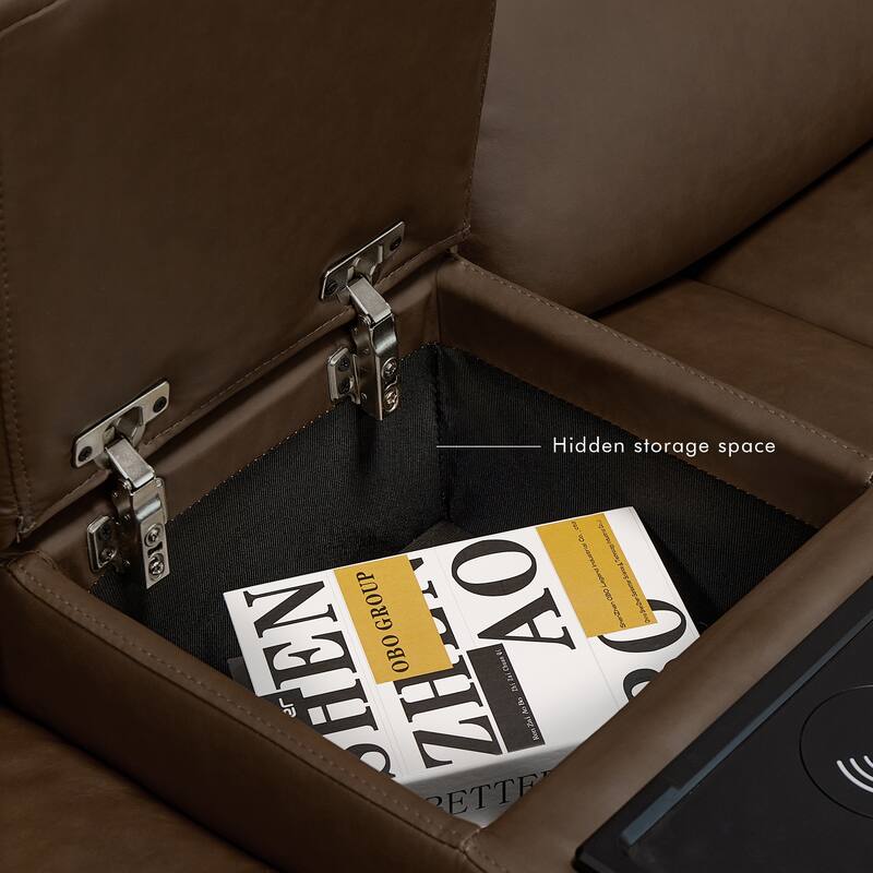 94.5'' W Faux Leather Dual-Power Oversized Width Seat Loveseat with Wireless Charging, Reading Light