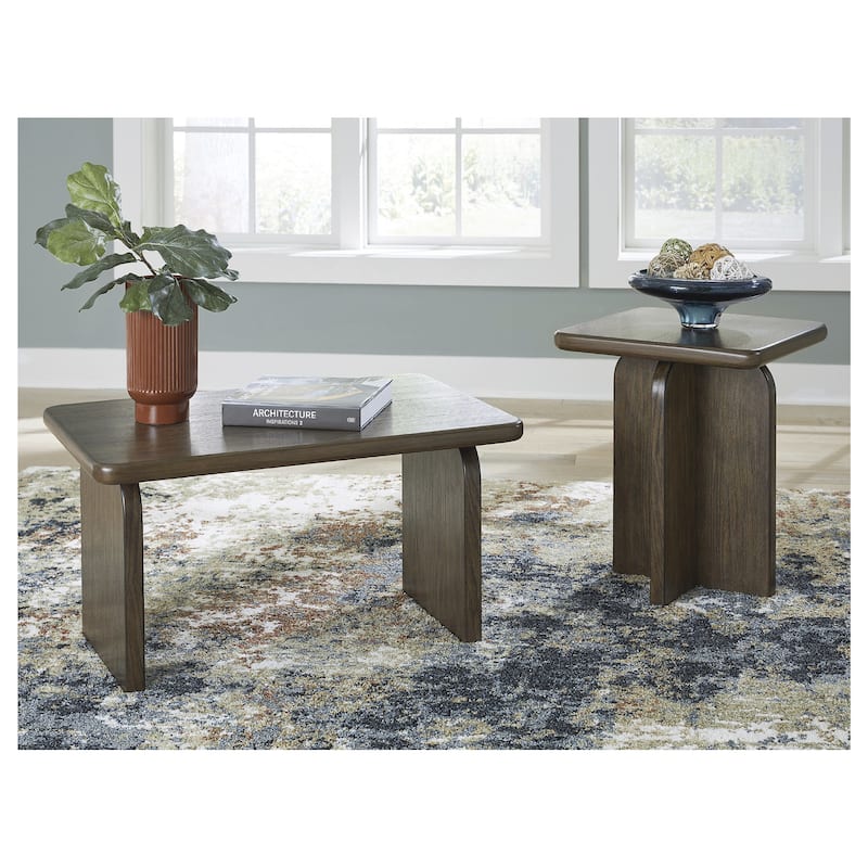 Signature Design by Ashley Shawbeck Brown Occasional Table Set (Set of 2) - 36" W x 24" D x 19.13" H - 36" W x 24" D x 19.13" H - Brown - Veneer